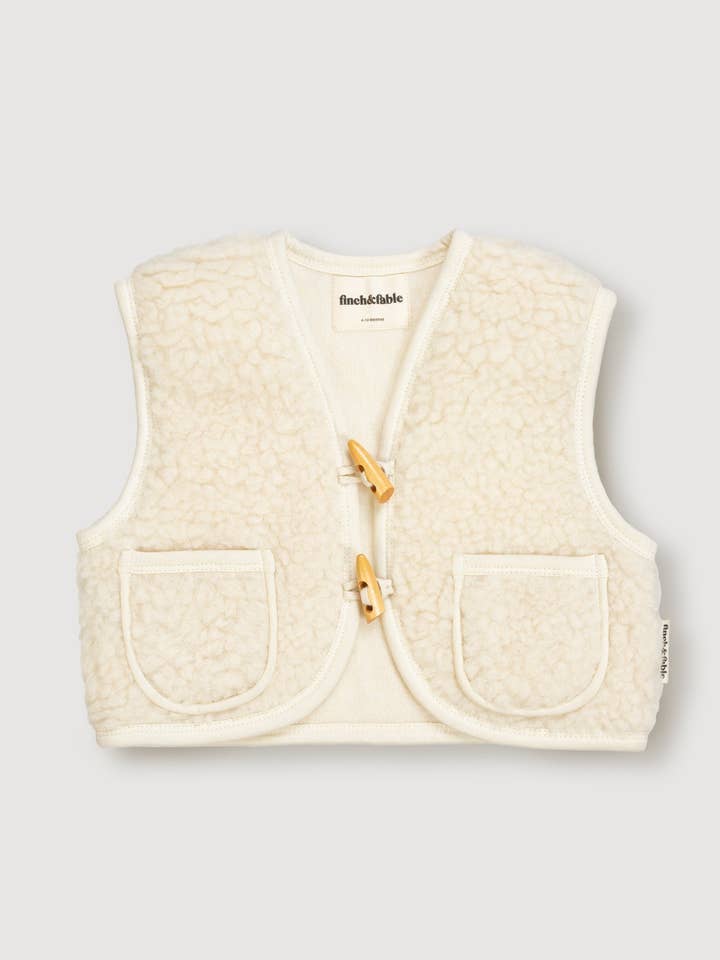 Finch & Fable - Wholesale Outerwear Vest - Kids - Wool Sherpa Vest - Milk