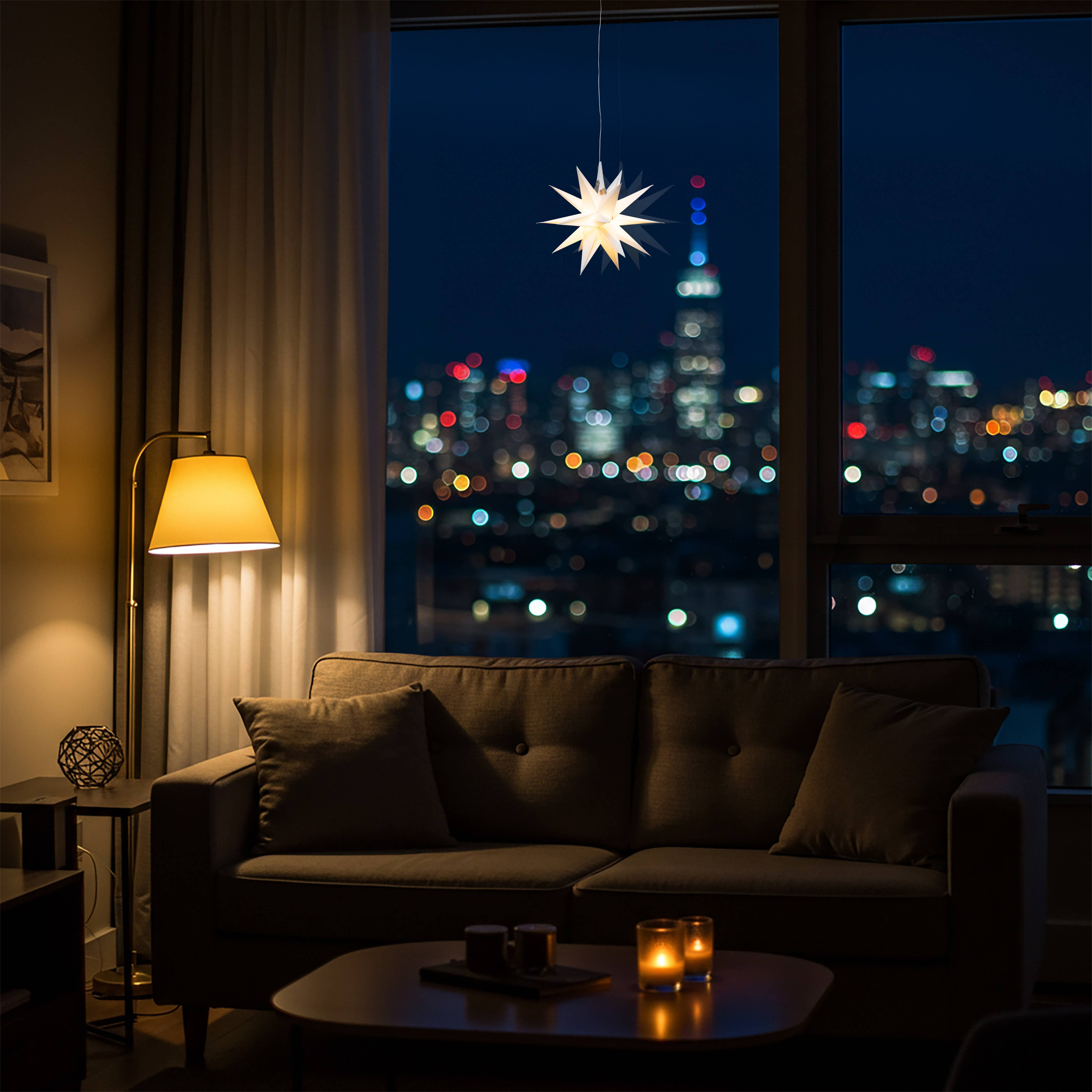 Artschatz LLC – Lampião/candeeiro de papel por atacado – Lanterna de Estrela Morávia Mini de Papel Branco, 19 Pontas, 18 cm1