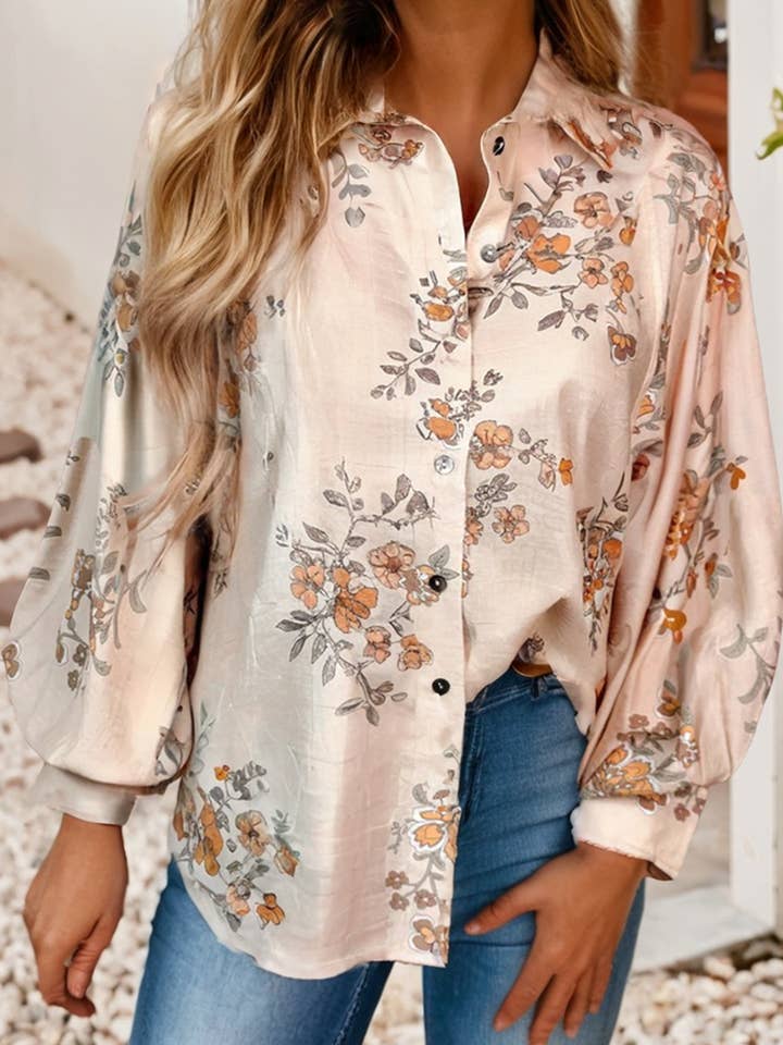 LDC Marigold Muse Floral Printed Button-Up Blouse for wholesale by Little Daisy Closet