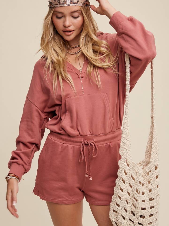 Hooded Pullover Romper LRP0284 for wholesale by Listicle