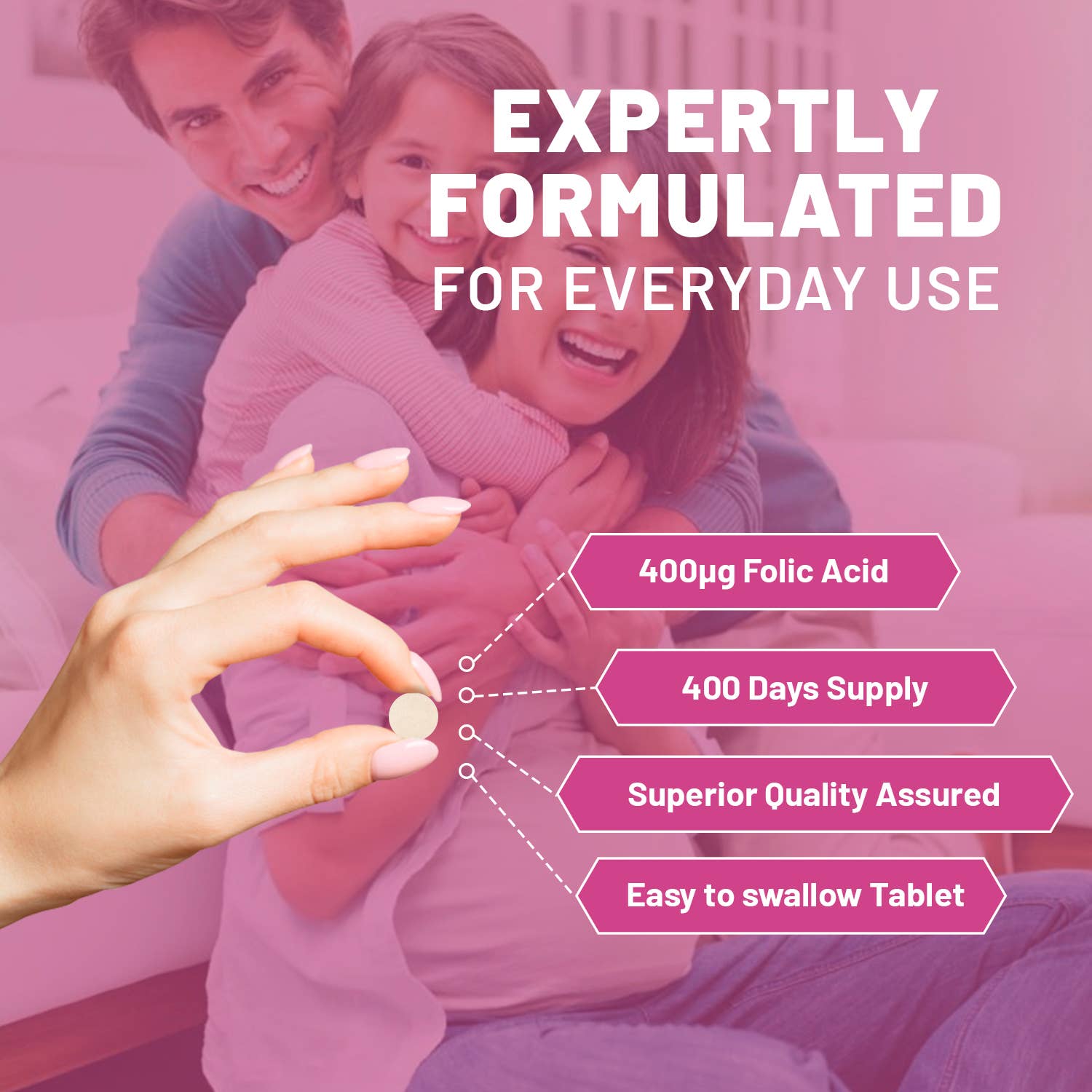 Prowise Healthcare - Wholesale Oral Supplement/Vitamin - Folic Acid Tablets 400 mcg - 400 Vegan Vitamin B9 Tablets 3