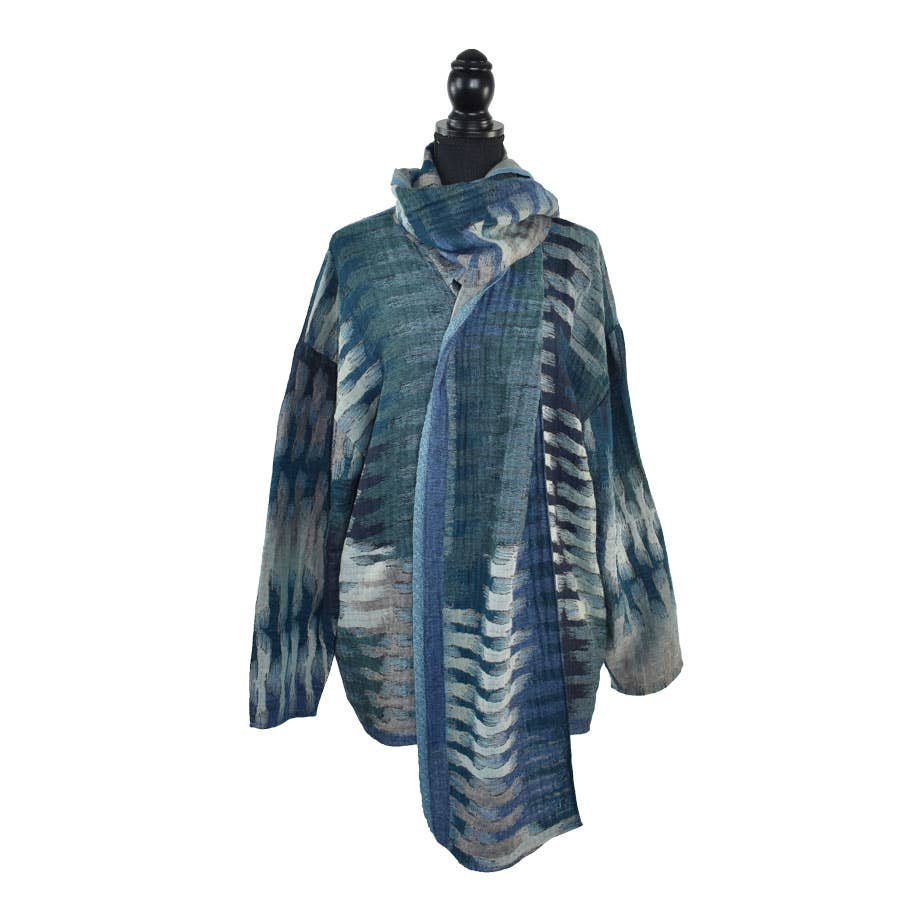 Dupatta Designs - Vente Manteau – femme - Veste-pull ample à fermeture éclair avec écharpe intégrée0