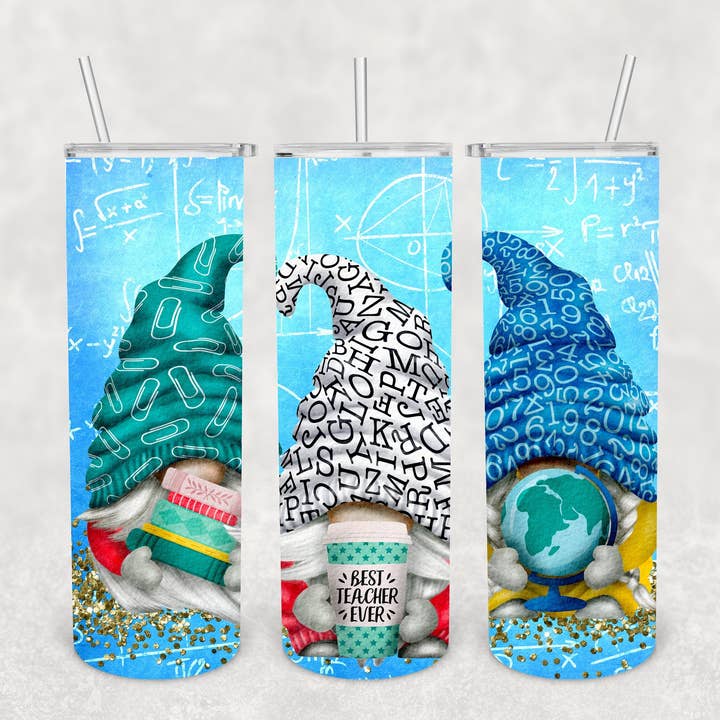Teacher Gnome Tumbler for wholesale by The Potted Oasis