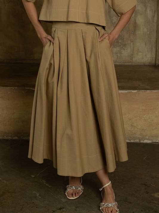 JOS1016 High-Waisted Pleated Maxi Skirt for wholesale by Heyson