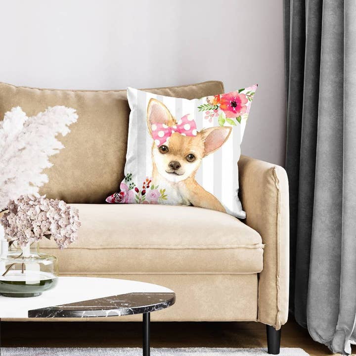 Blå Chihuahua hund | Invändig kudde 20 ”x 20" för wholesale på Faire