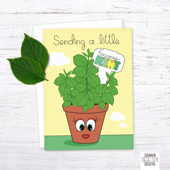Sending a Little Encourage-Mint Card for wholesale by Shannon Segelsky Creative
