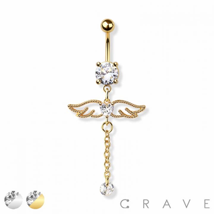 CRAVE BODY JEWELRY – wholesale Hängande örhängen – ÄNGEL VINGAR KEDJA DINGLA 316L SS NAVELN MAGEN RINGEN2