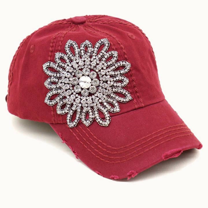 Olive & Pique - Wholesale Baseball Cap - Women's - Sunflower Bejeweled Glitz Cap, Adjustable3