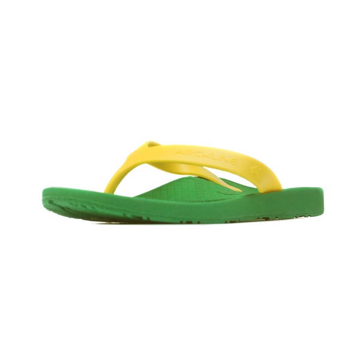 axign - Wholesale Sandals – Kids - Archline Kids Orthotic Flip Flops – Green/Gold6