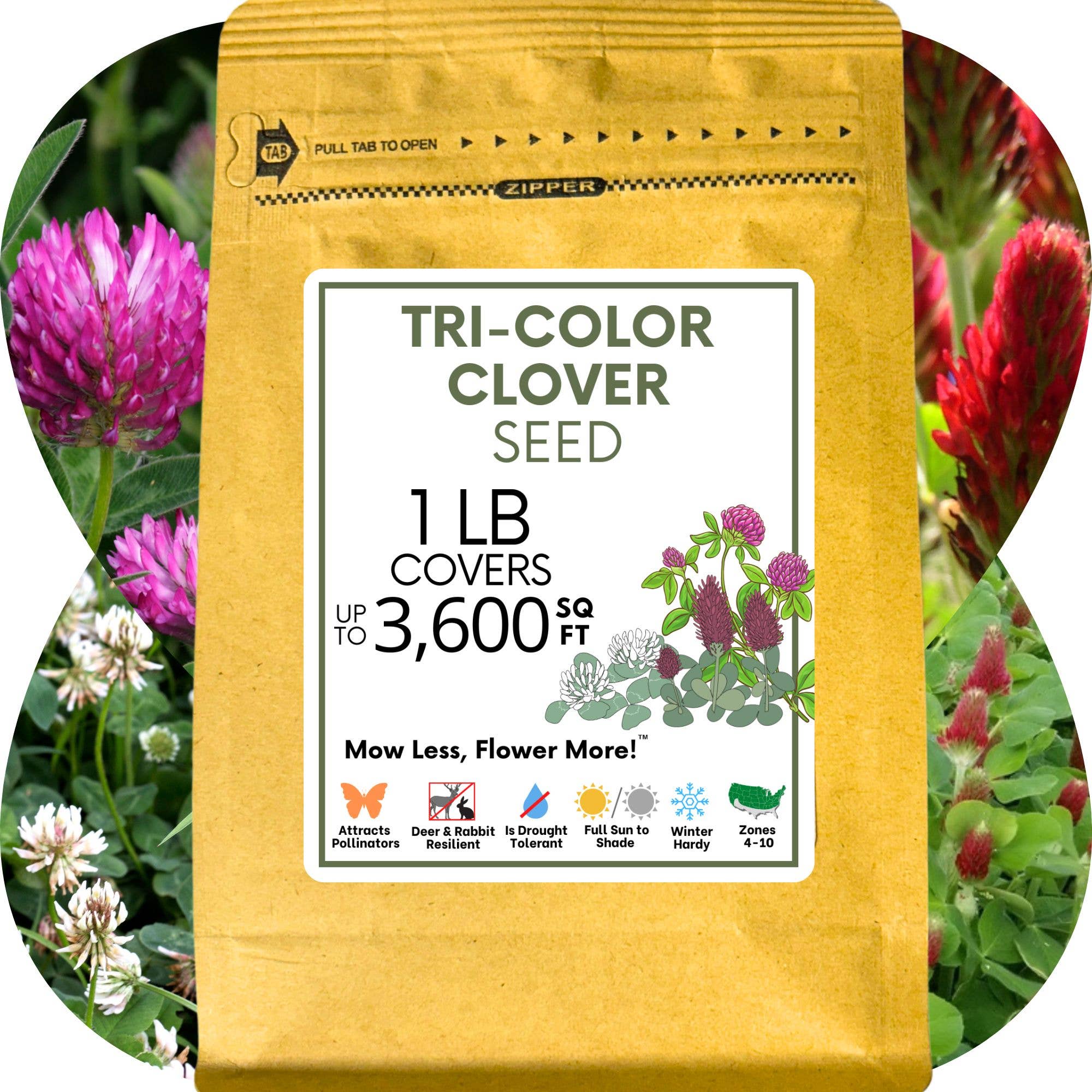 Flawn Seed Kits - Wholesale Plant Seeds - Tri-Color Clover Seed Mix Pouches8