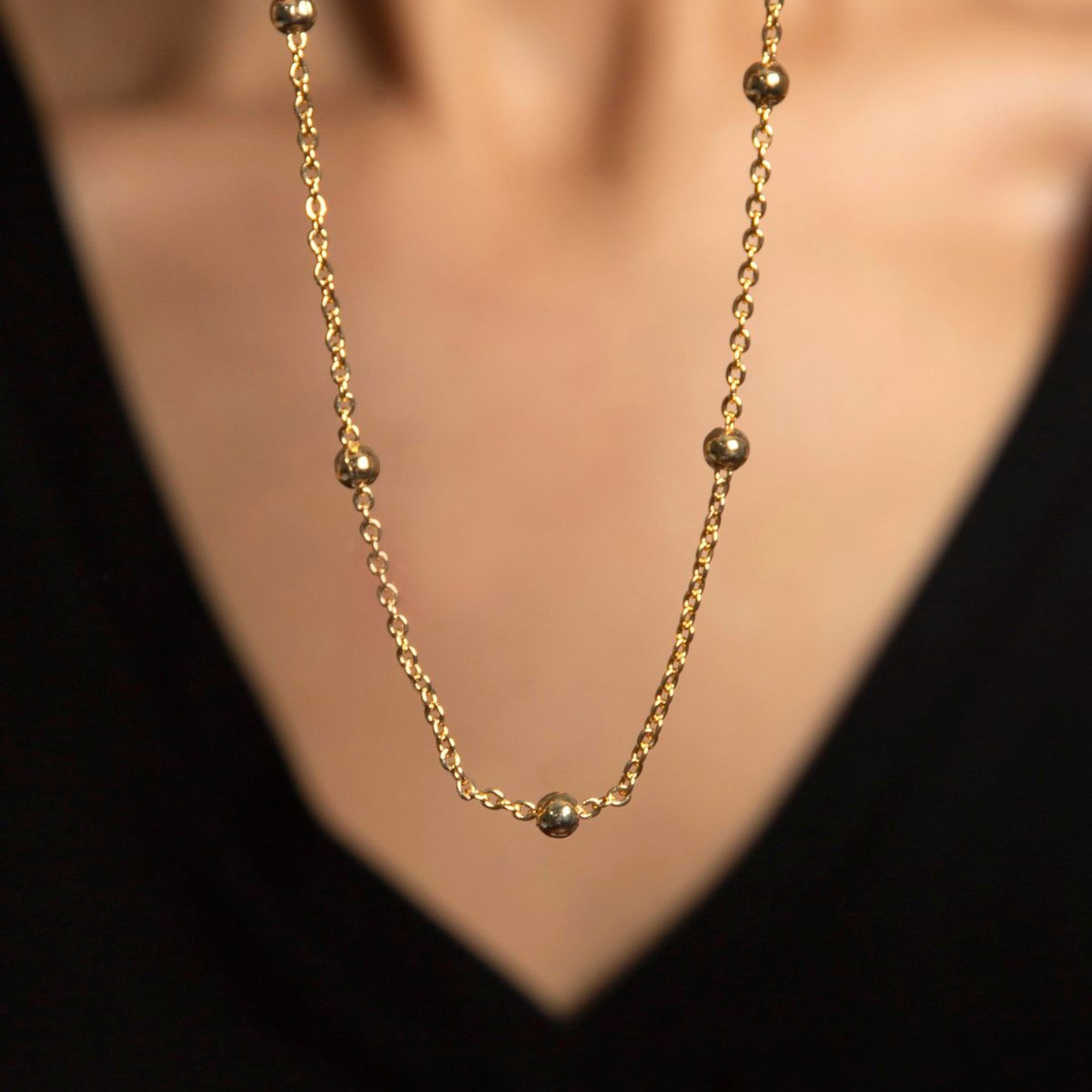 Mejoma – wholesale Beaded/pearl necklace – Beaded Satellite Gold Chain Necklace3