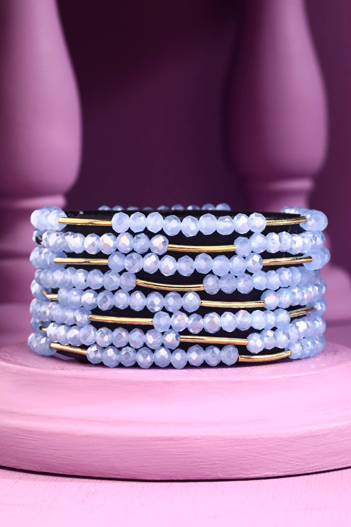 Urbanista - Wholesale Beaded Bracelet - 8 Layer Stackable Glass bead & Metal bracelet 15