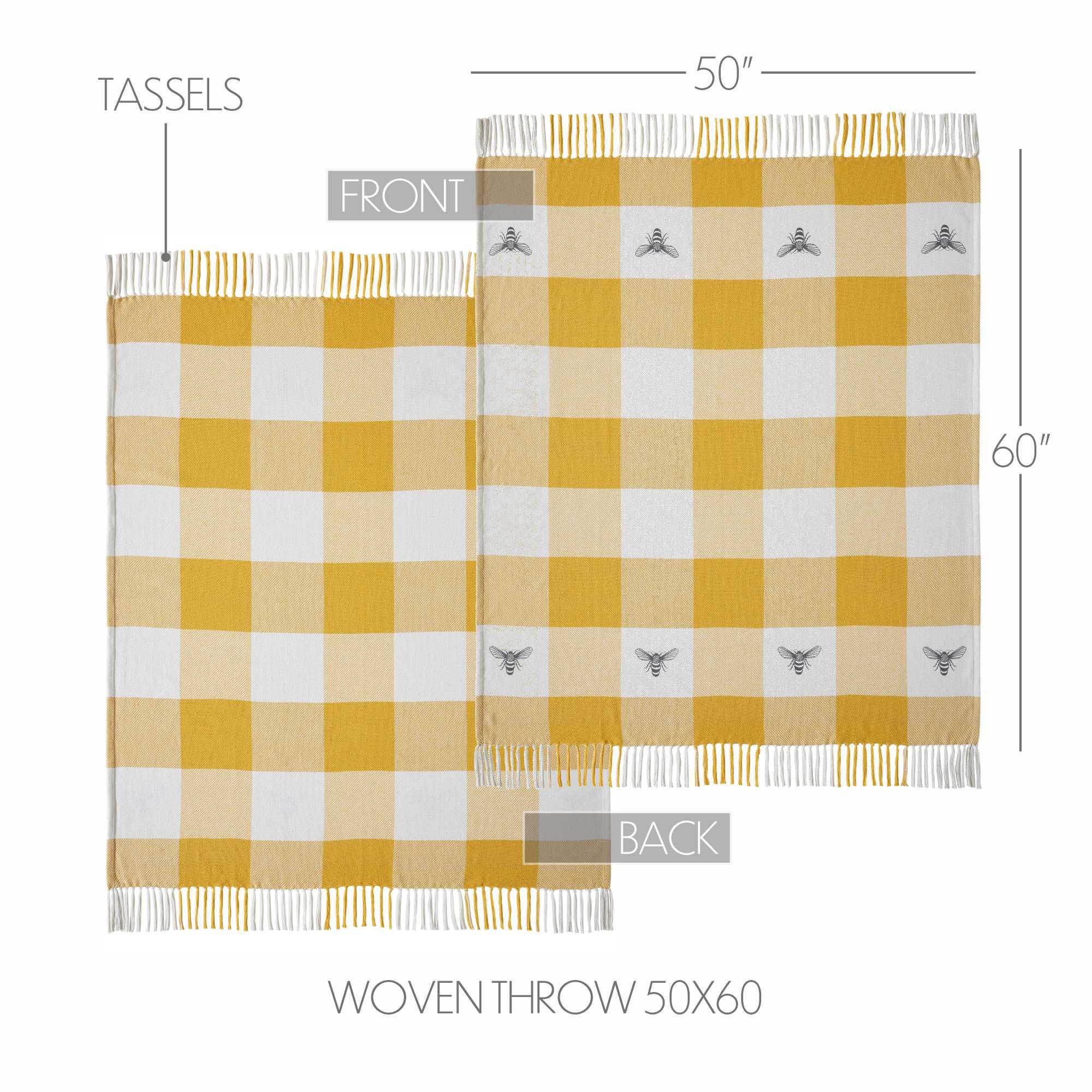 VHC Brands - Vente Plaids - Plaid tissé Buzzy Bees 50x603