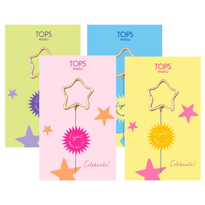 TOPS Malibu - Wholesale Sparkler - Mini 4" Gold Star Sparkler Card - "Celebrate" - Asst Colors