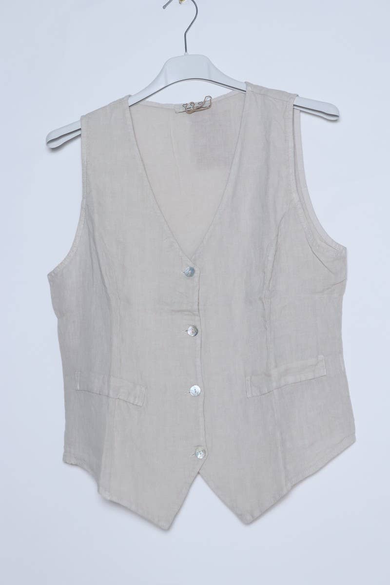 LÉA & LUC - Wholesale Button Down Shirt - Women's - Sleeveless shirt in 100% Linen REF. 514674