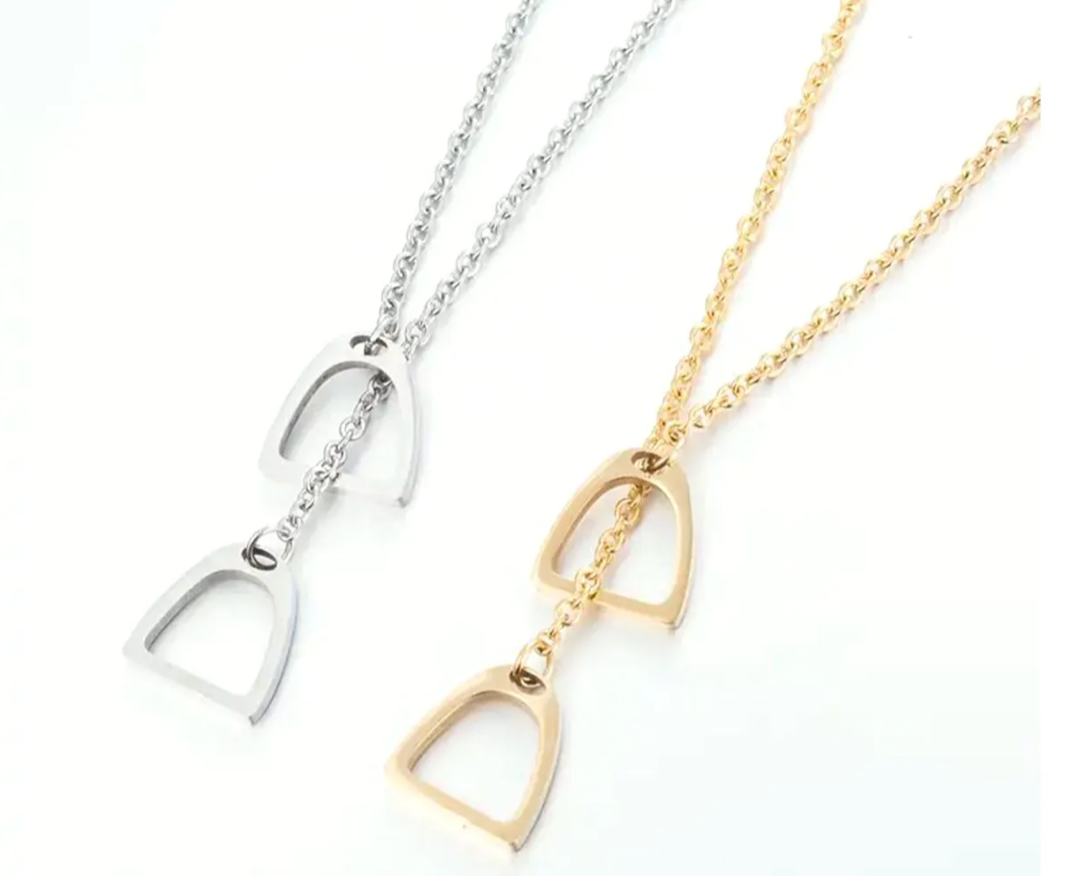 HoopLa - Wholesale Y-Neck/Lariat Necklace - Colt & Filly Stirrup Lariat Steel Necklace- Waterproof2
