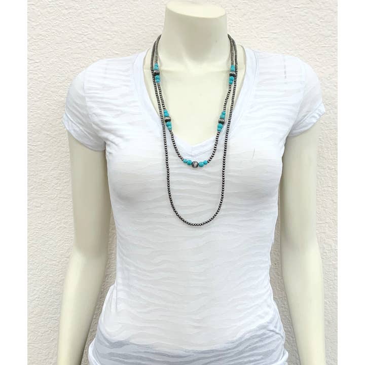 ISAC Trading Inc - Wholesale Beaded/Pearl Necklace - 734433, Handmade Navajo Synthetic Turquoise necklace