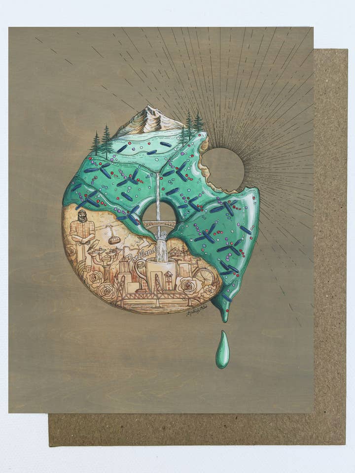 Portland Donut Fine Art Blank Note Card for wholesale by Final Switchback by Katie Jeanne Reim