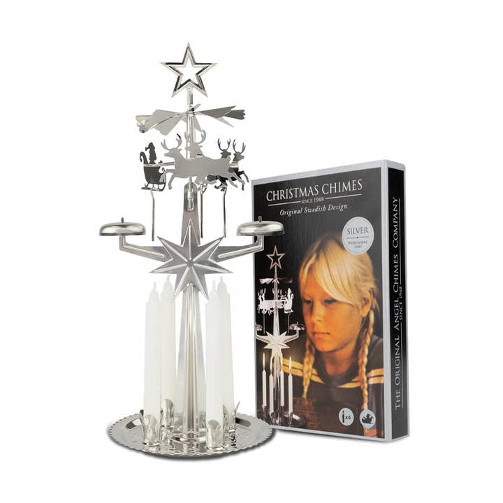Christmas Chimes, Original Swedish Design Silver Candle for wholesale by Angel Chimes