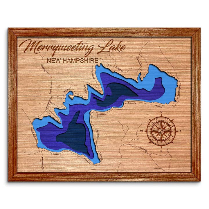Merrymeeting Lake NH Depth Map - Unique Home Decor Wall Art for wholesale by Premier Gifts and More