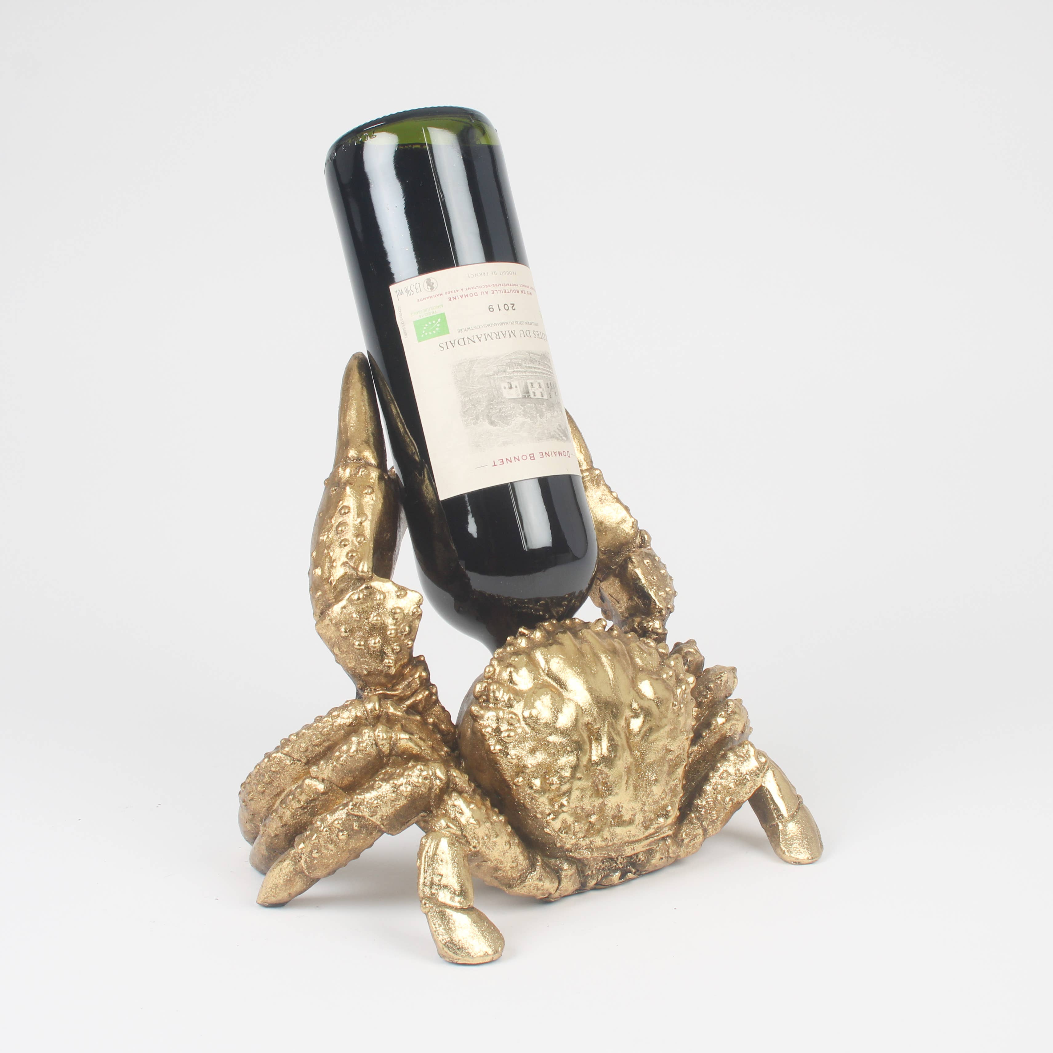 Originals International Ltd - Wholesale Bottle Rack/Holder - Gold Crab Wine Bottle Holder – Nautical Home Bar Décor1