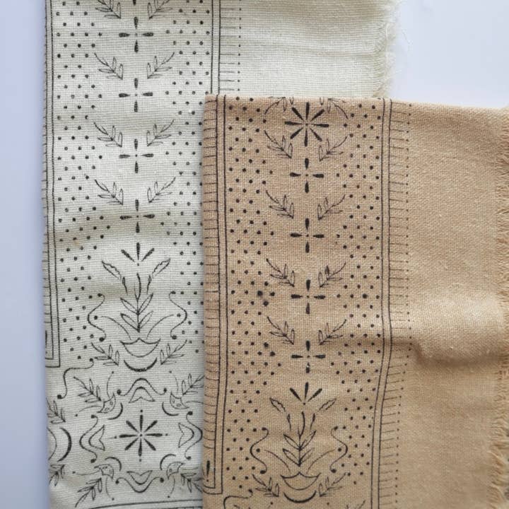 Eco Raw Studio - Wholesale Bandana - Women's - Cream Classic Print Naturally Dyed Bandana (black ink)5