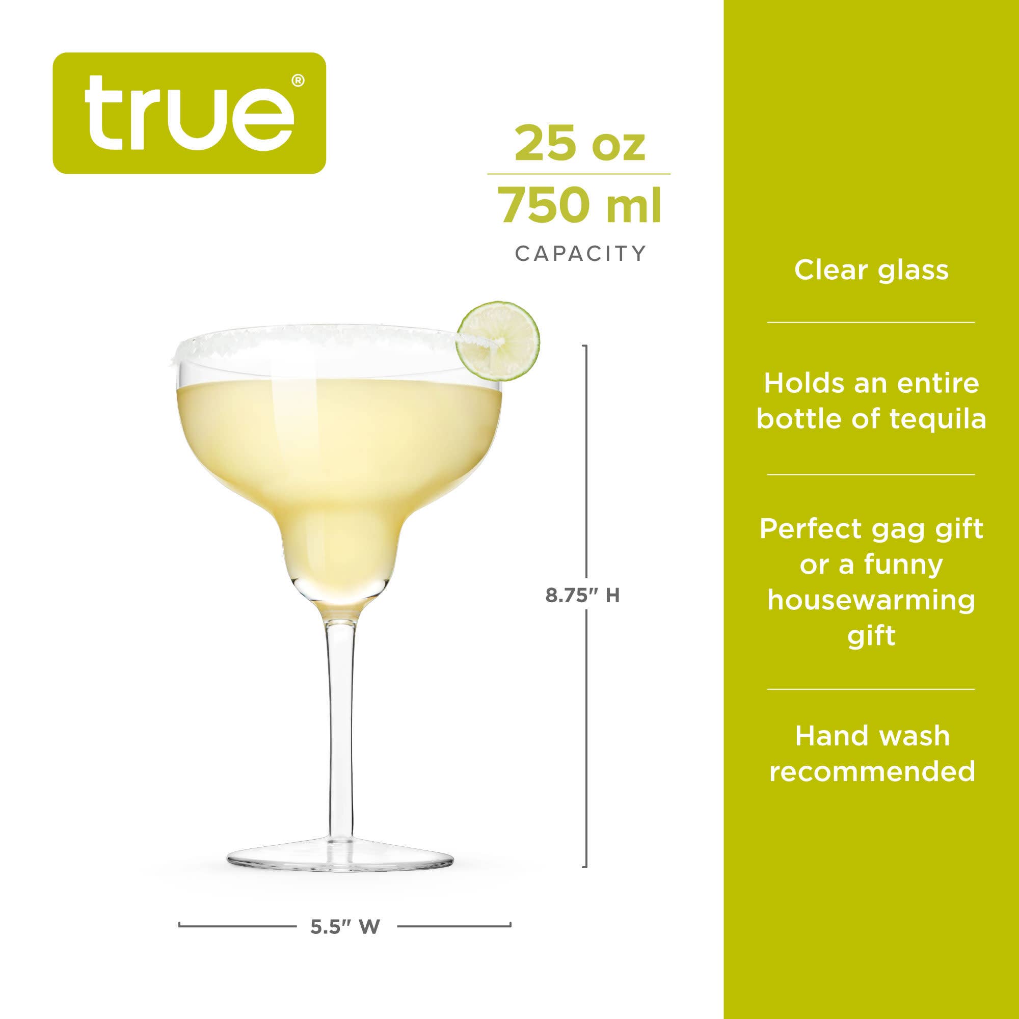 TRUE - Wholesale Cocktail/Liquor Glass - Grande Gulp Large Full Bottle Capacity Margarita Glass4