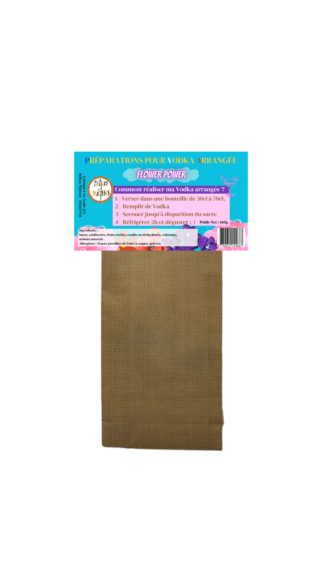 Délices Métisses - Wholesale Cocktail Mix/Syrup - Flower Power “Pocket” Arranged Vodka Mix1