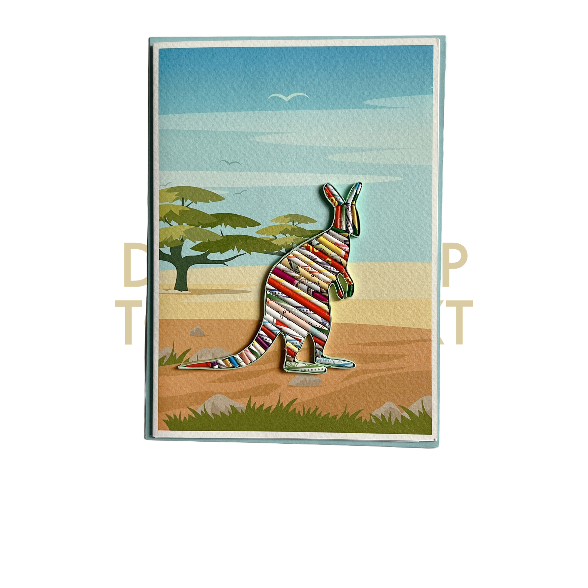 Loving Nature - Vendita all'ingrosso Biglietti di auguri generici - Biglietto di carta arrotolato a forma di canguro realizzato a mano da una rivista riciclata0