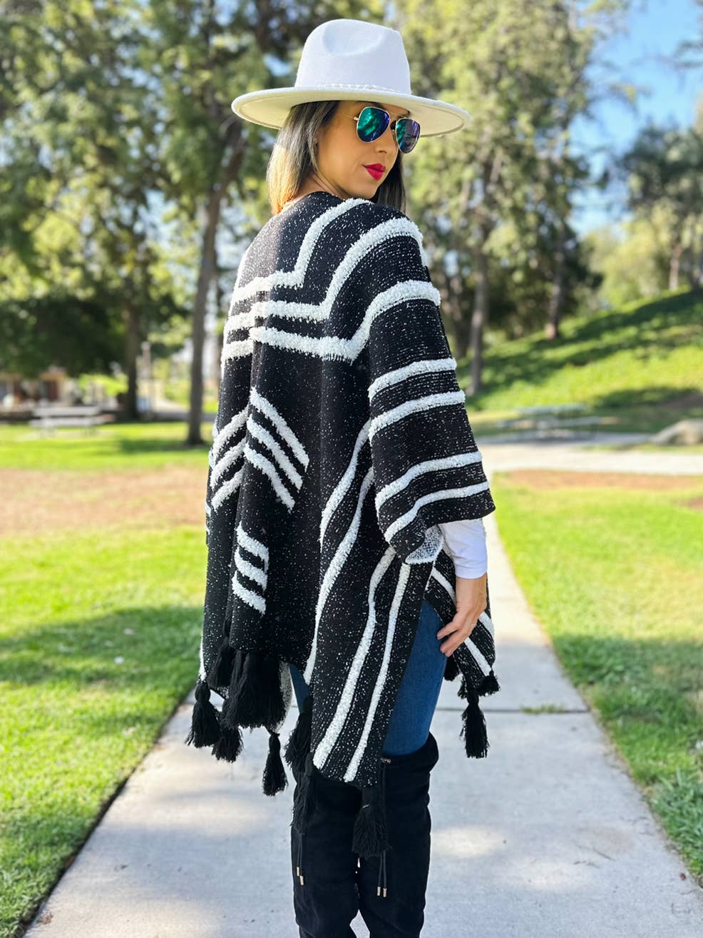 Black Western Textured Pattern With Chunky Tassel Cardigan for wholesale on Faire5