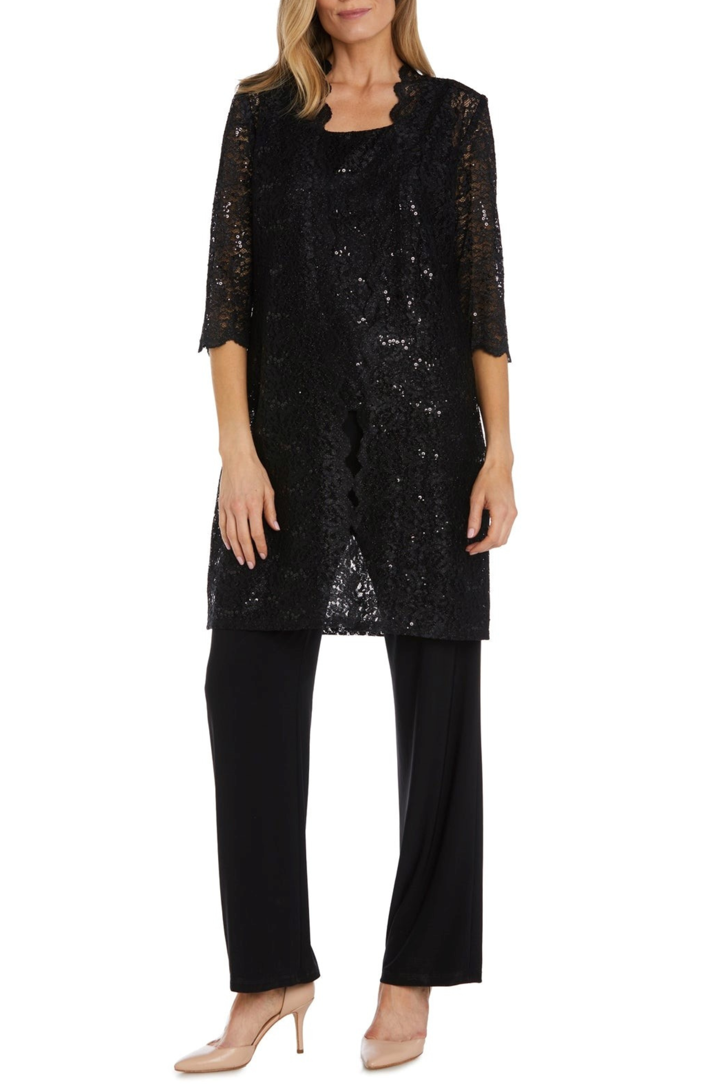 New Yorker's Apparel - Wholesale Top & Pant Set (NOT Loungewear) - Women's - RM Richards Lace 3/4 Sleeve 3-Piece Pants Set2