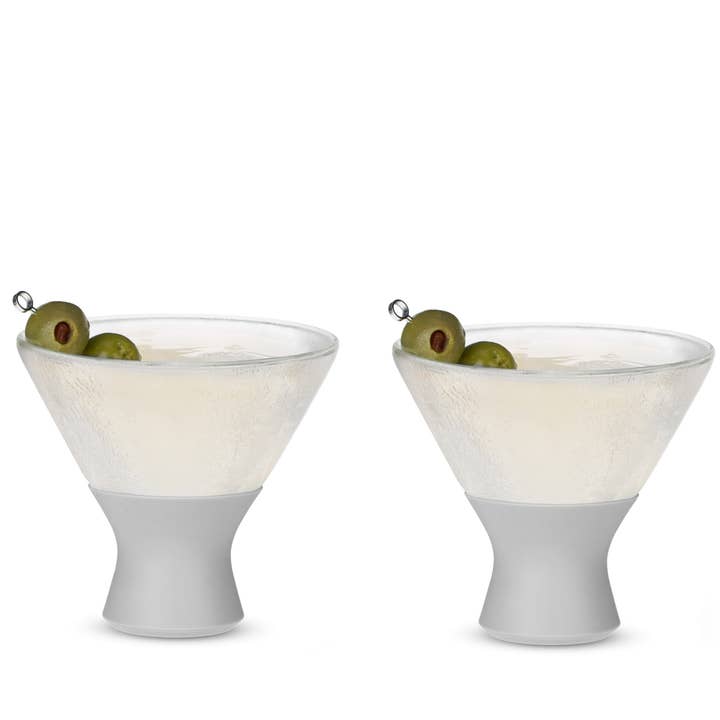 HOST - Wholesale Cocktail/Liquor Glass - Glass FREEZEâ„¢ Cooling Martini Glasses - Gray - Set of 2