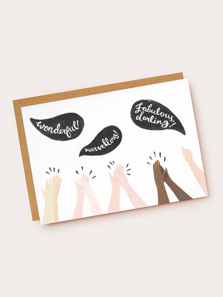 Clapping hands congratulations card for wholesale by Jade Fisher