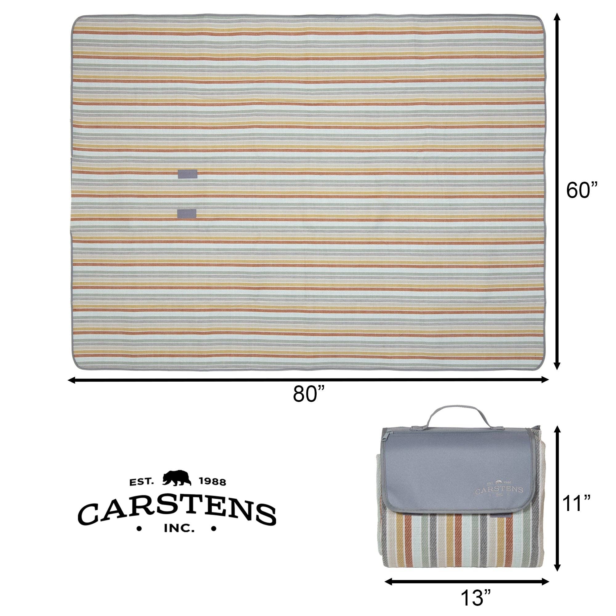 Carstens, Inc. - Wholesale Picnic Blanket - River Rock Woven Stripe Picnic Blanket2
