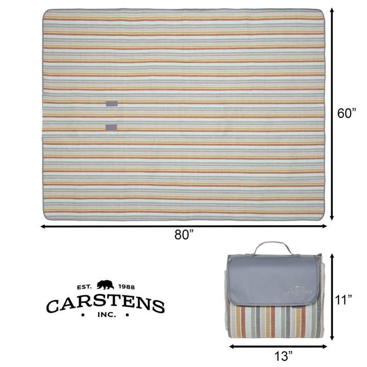 Carstens, Inc. - Wholesale Picnic Blanket - River Rock Woven Stripe Picnic Blanket2