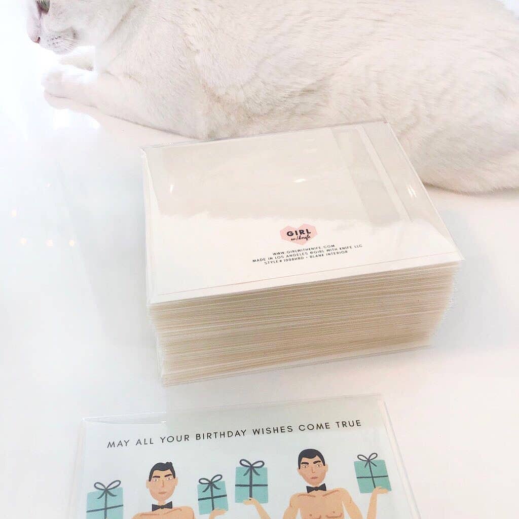 Girl w/ Knife – wholesale Birthday card – Mermen Birthday Wishes Greeting Card1