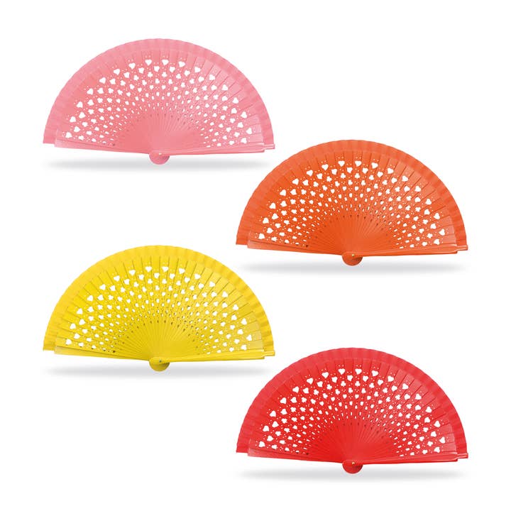 Cuatrogotas - Wholesale Party/paper folding fan - Perforated Wooden Fan Clovers. Ref-A6653