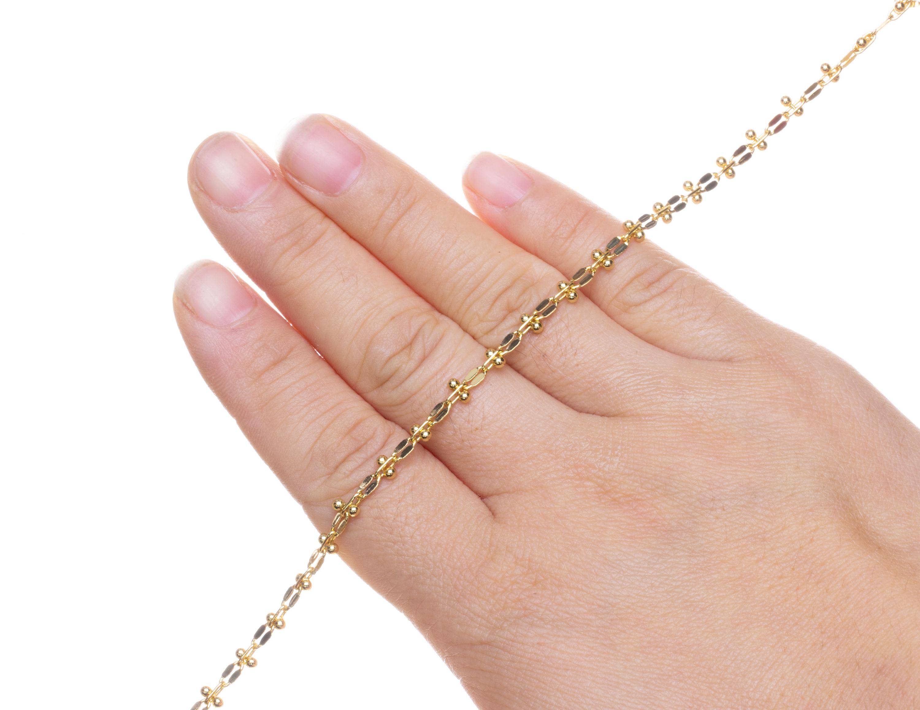 Jewel Pledge - Wholesale Link & Chain Necklace - Gold Oval Diamond Cut Satellite Ball Chain,CHG0884