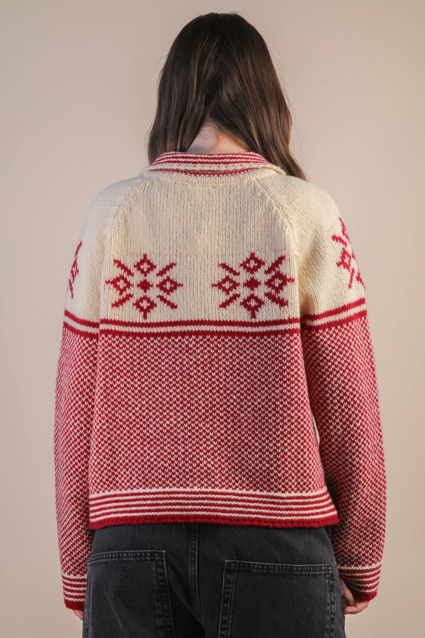 VERY J - Vendita all'ingrosso Cardigan - Donna - Cardigan Maglione a Maglia con Colletto Grafico 12W3511N11