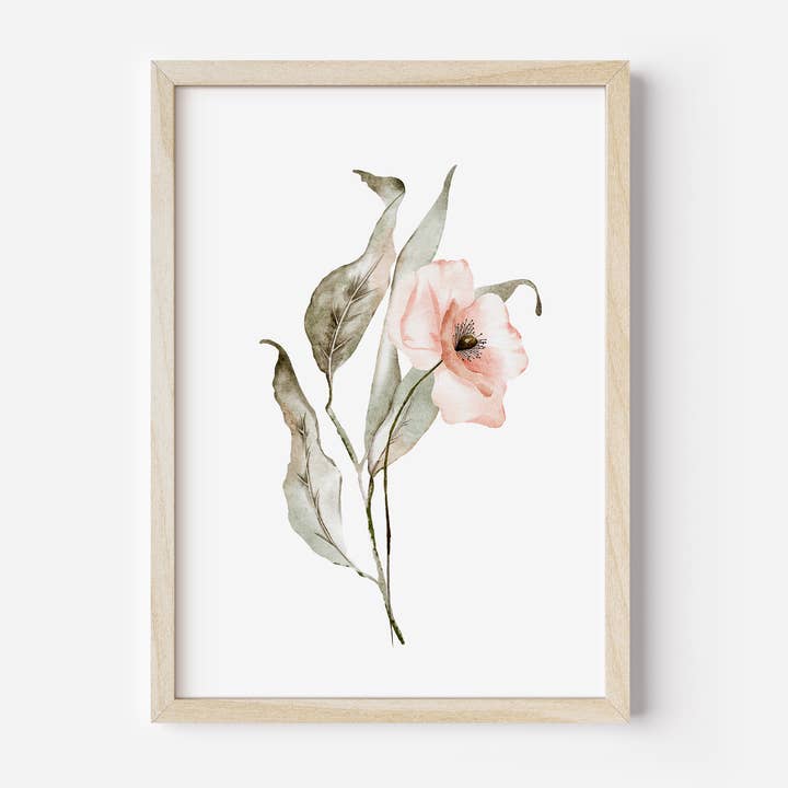 Impression encadrée, fleurs à l'aquarelle, impression murale botanique pour la vente par Oak and Alder