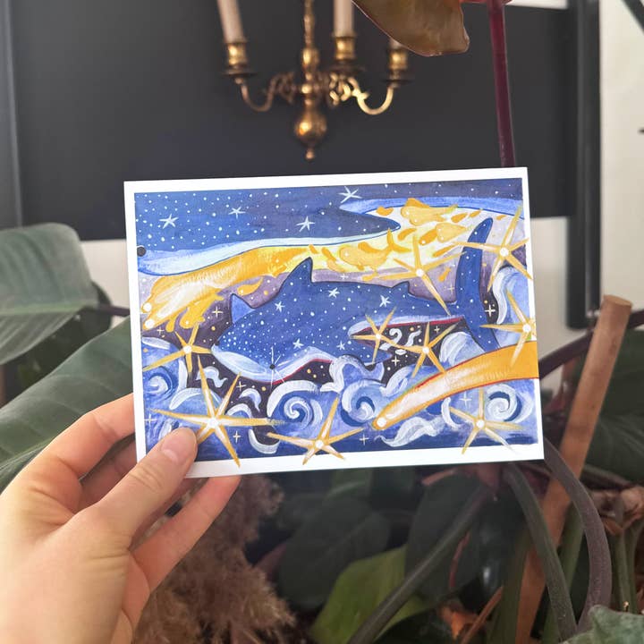 Starry Whale Shark Card for wholesale by Songbird Illustrations