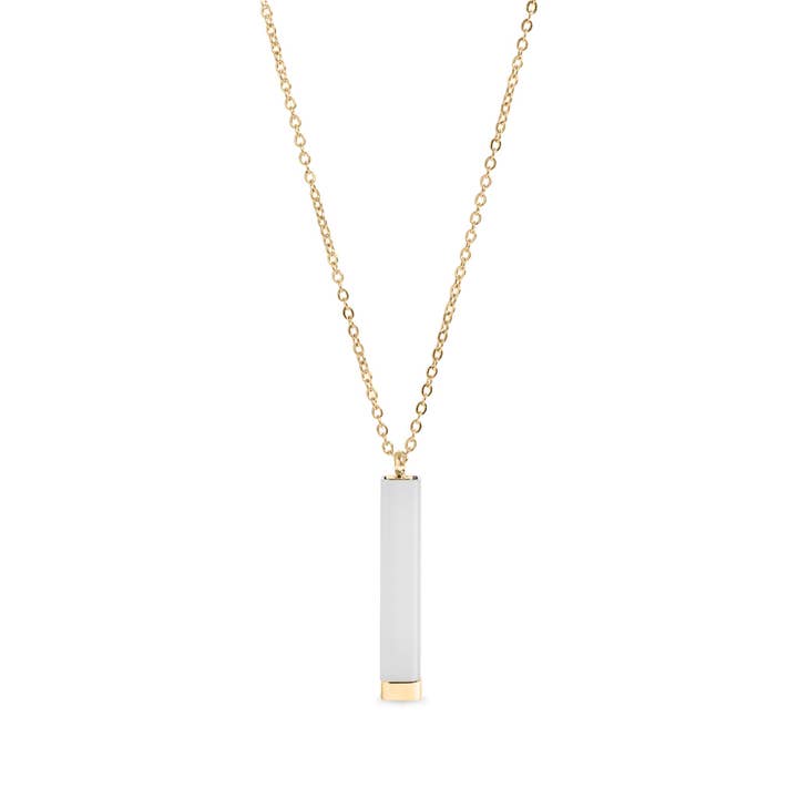 WJW - Wholesale Pendant/charm necklace - 18K Gold PVD Stainless Steel Hidden Message Sliding Blank Bar Necklace