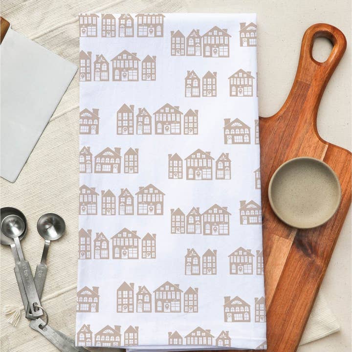 Muse Textiles - Wholesale Tea Towel - Tea Towel in Holiday Houses, Cotton15