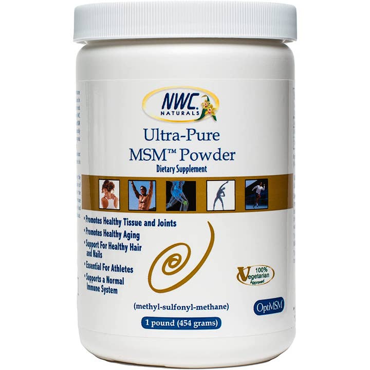 NWC Naturals® - Wholesale Pet Supplement - Cat/Dog - Ultra-Pure MSM™ For People one pound 454 grams See note