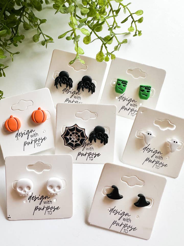 Handmade Halloween Statement Clay Stud Earrings for wholesale by Design With Purpose