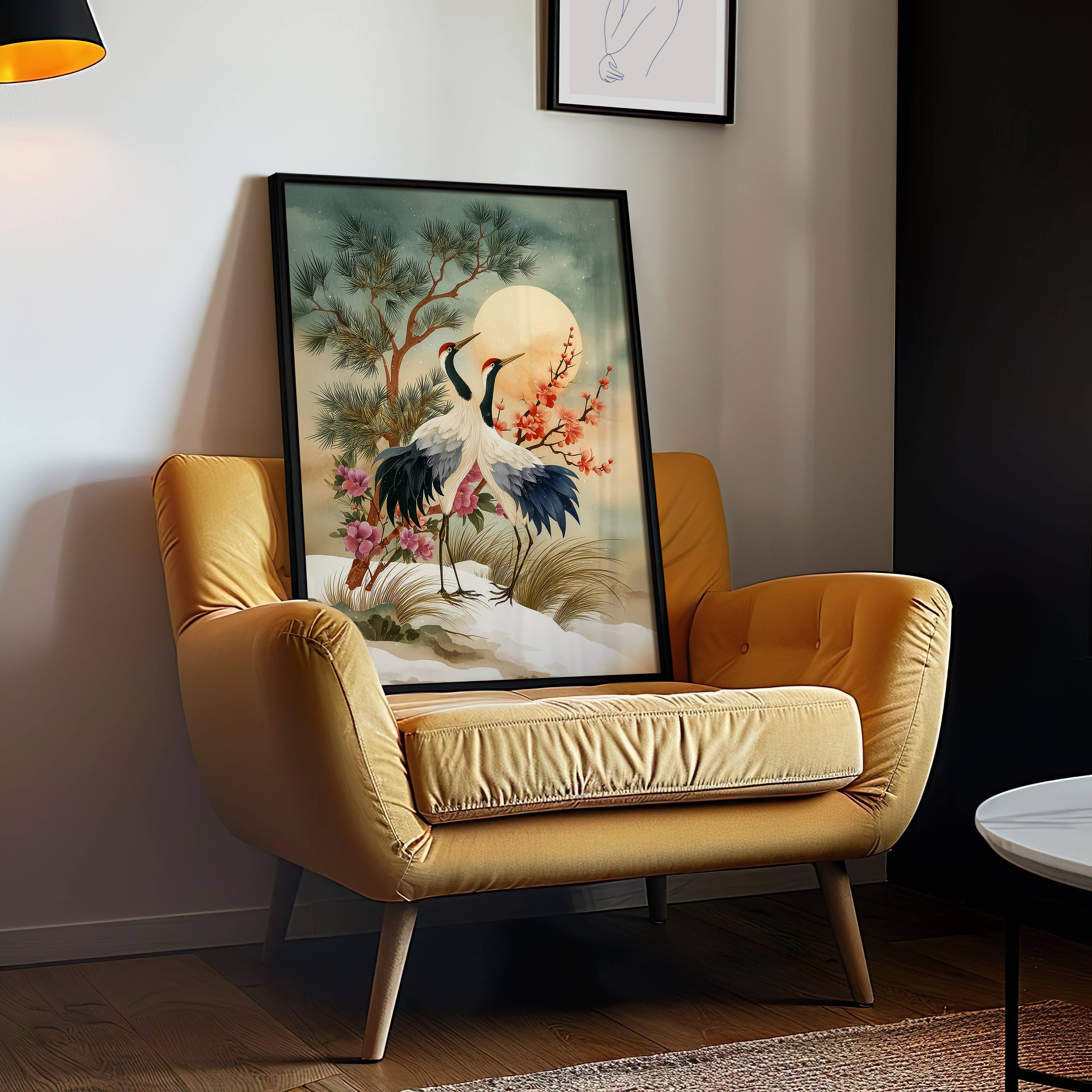 IuliiaArtPrints – wholesale Art print – Winter Red-Crowned Cranes, Japanese Snow Landscape Art Print10