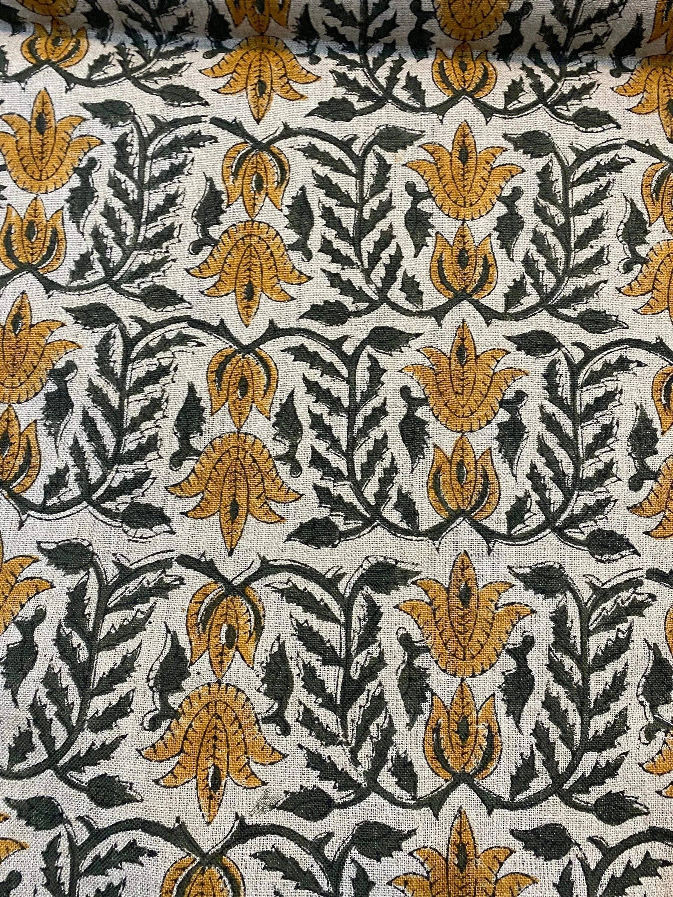 Thread To Form - Wholesale Fabric - Ria Hand Block Print Linen Fabric For Upholstery and Curtains0