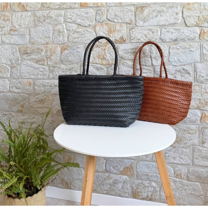 Sook Stainable - Wholesale Tote Bag - Women's - Lou - Handwoven Leather Tote Bag