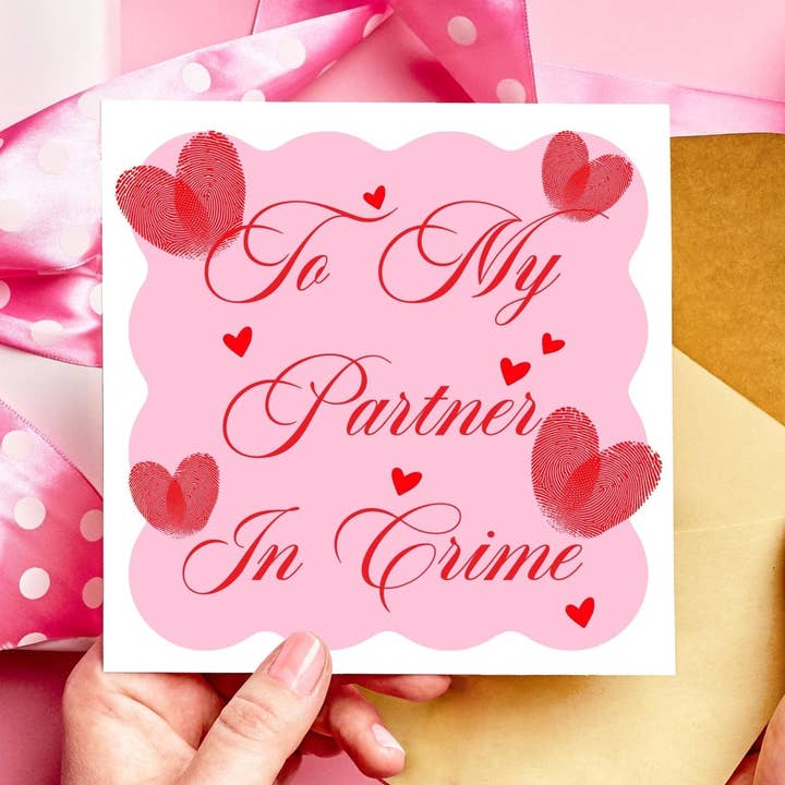 Partner in Crime Valentine's Day Card | Romantic Anniversary Card for wholesale by Resplendent Aurora