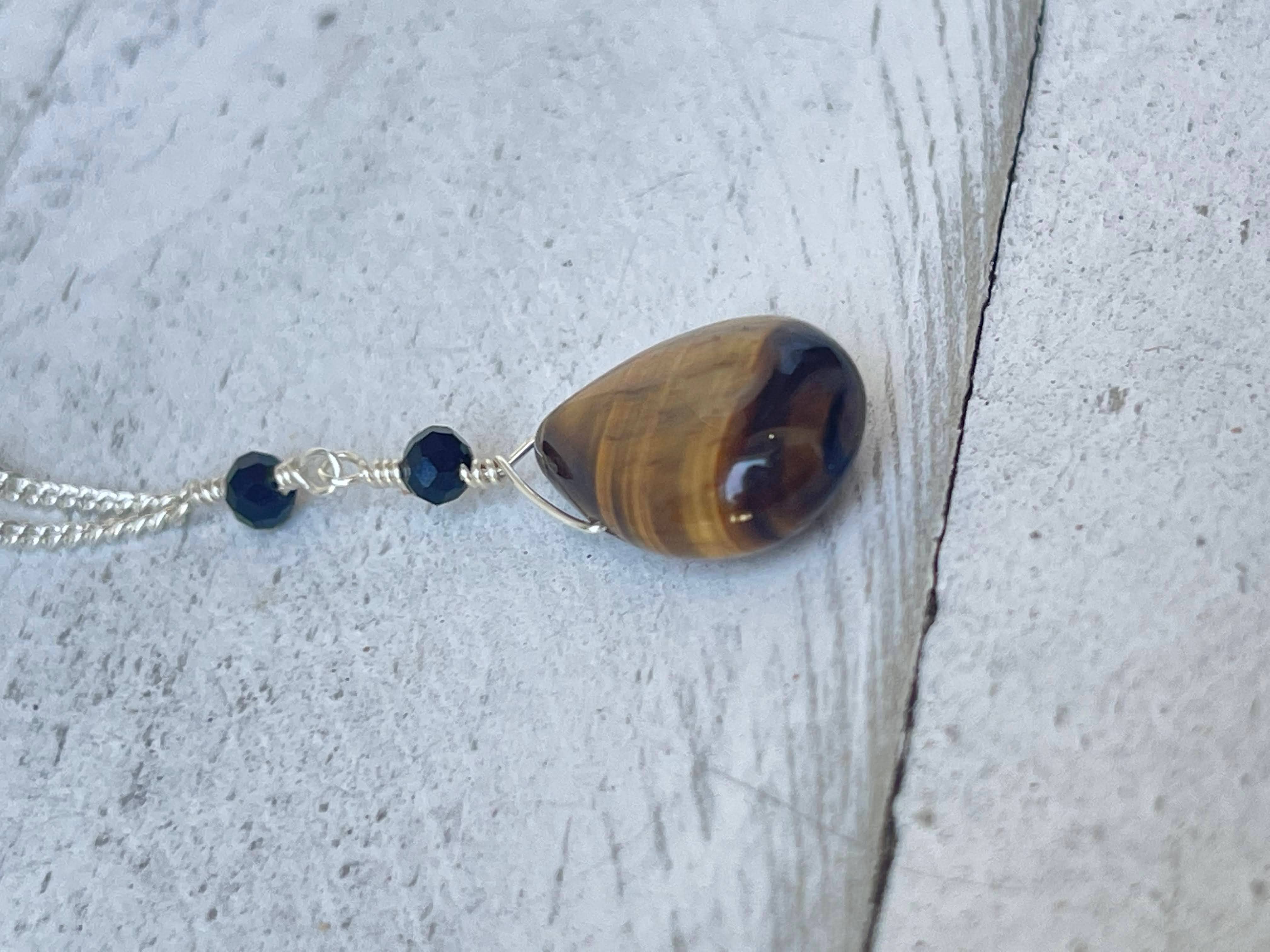 Rage Gems & Jewelry - Wholesale Pendant/Charm Necklace - Tiger's Eye & Black Glass Necklace4